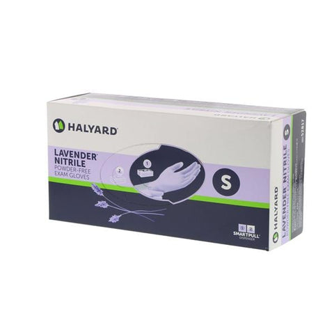 O & M Halyard Gloves Exam Lavender Nitrile PF Nitrile Latex-Free 9.5 in Sm Lavender 250/Bx, 10 BX/CA - 52817