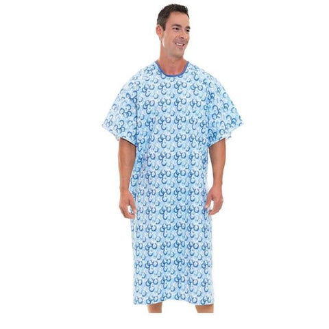Fashion Seal Gown Patient Polyester / Cotton Sheeting 1Sz 51" Unsx Blu Flgr Ang Bck Adlt Each - 719-NS