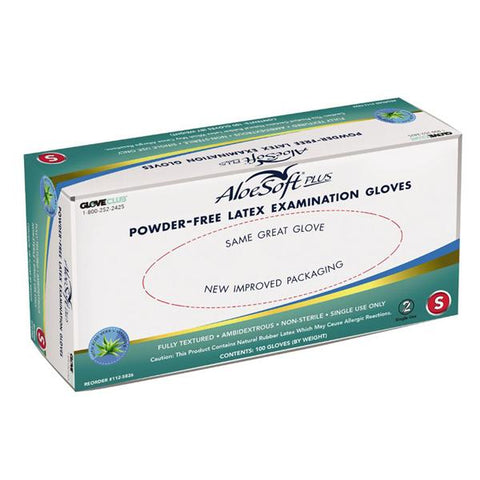 Glove Club Gloves Exam AloeSoft Plus Powder-Free Latex Medium Natural 100/Bx, 20 BX/CA - 1125827