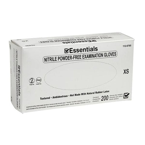Essentials Healthcare Products Gloves Exam Essentials Powder-Free Nitrile Latex-Free X-Small Periwinkle 200/Bx, 10 BX/CA - 1126765