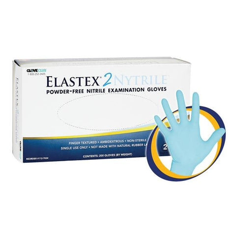 Glove Club Gloves Exam Elastex 2 Powder-Free Nitrile Latex-Free Small Powder Blue 200/Bx, 10 BX/CA - 1127024