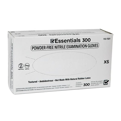 Essentials Healthcare Products Gloves Exam Essentials 300 Powder-Free Nitrile Latex-Free X-Small Indigo 300/Bx, 10 BX/CA - 1127321
