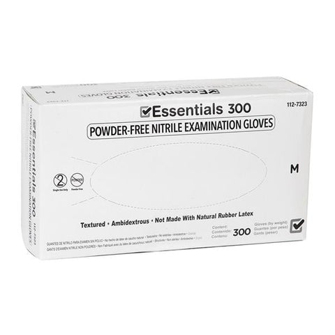 Essentials Healthcare Products Gloves Exam Essentials 300 Powder-Free Nitrile Latex-Free Medium Indigo 300/Bx, 10 BX/CA - 1127323