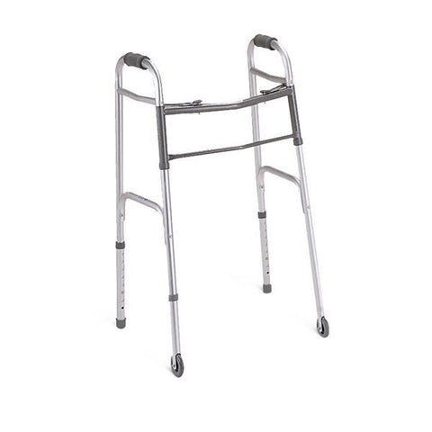 Medline Industries Inc Walker 300lb Capacity Gray 3" Front Wheels 17.5"x32-38" 2 Button Adult 4/Ca - MDS86410W4