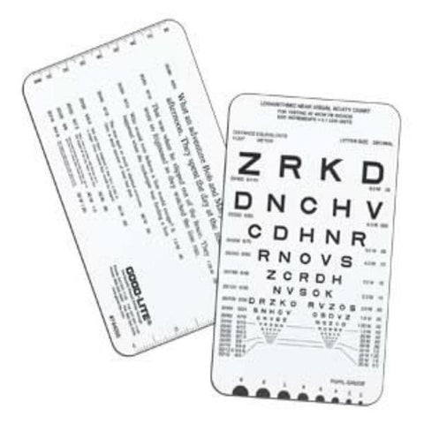 Good Card Near Vision/Illiterate Vision Testing 16" Testing Distance 3.25x6.25 Eachch - Lite Co - 744000
