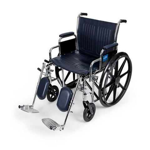 Medline Industries Inc Wheelchair Excel Extra Wide 500lb Capacity Navy Elvt Lgrst Dsk Arms Adult Each - MDS806750
