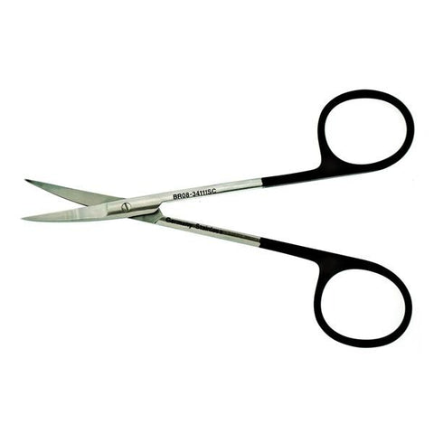 BR Surgical, LLC Scissors Iris SuperCut 4-1/2" Sharp/Sharp Razor/Micro-Serrations Curved SS Each - BR08-34111SC