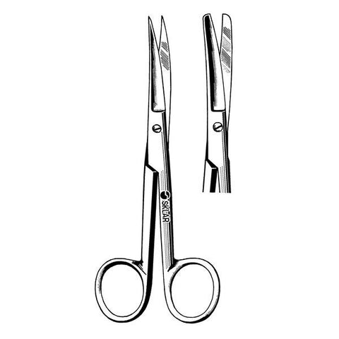 Sklar Instruments Scissors Operating 6-1/2" Blunt/Blunt Smooth Curved Stainless Steel 1/Pr - 15-2065