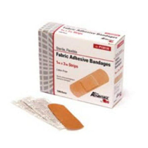 National Distribution & Contra Bandage Strips Elastic/Fabric Pro-Advantage 1x3" Flexible Tan LF 100/Bx, 12 BX/CA - NDC P150120