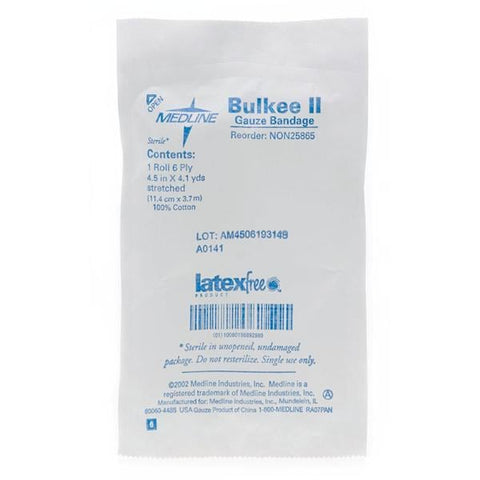 Medline Industries Inc Bandage Bulkee II 4.5"x4.1yd Gauze Cotton Roll LF Sterile 100/Ca - NON25865