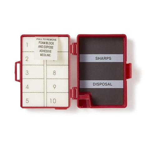 Medline Industries Inc Counter Needle Foam Block/Magnet 10 Count Red Sterile 50/Ca - NC10FBR