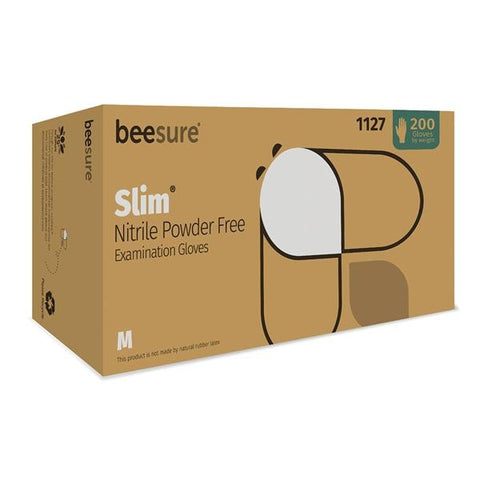 EcoBee Gloves Exam BeeSure Slim Powder-Free Nitrile Latex-Free X-Small White 200/Bx, 10 BX/CA - BE1125