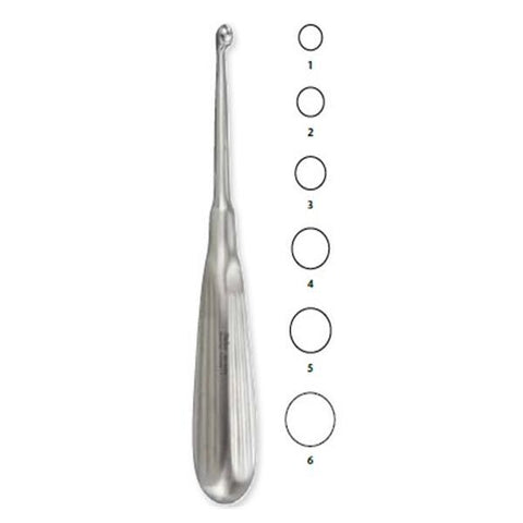 Miltex Curette Bone Bruns 6-3/4" #3 9mm Round Cup Tip Stainless Steel Each - Integra Miltex - 26-1654
