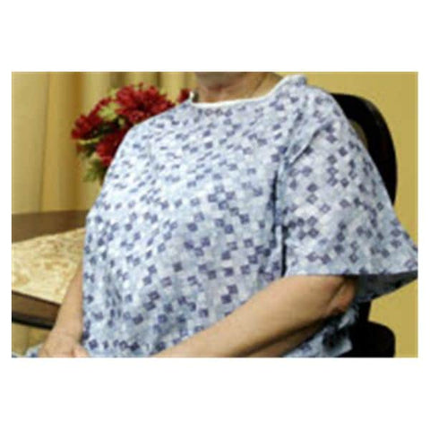 Calderon Textiles Inc Gown Patient 55% Cotton / 45% Polyester X-Large Unsx Blu Strp/Snwflk Adlt 12/Bx - 702-PGTWLBL