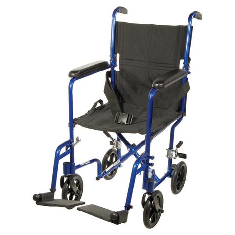 Drive Medical Designs Wheelchair Transport 300lb Capacity Blue Swing Away Footrest Adult Each - ATC19-BL