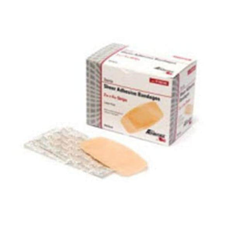 National Distribution & Contra Bandage Strips Sheer Pro-Advantage 2x4" Flexible Tan LF 50x12/Ca - NDC P150140
