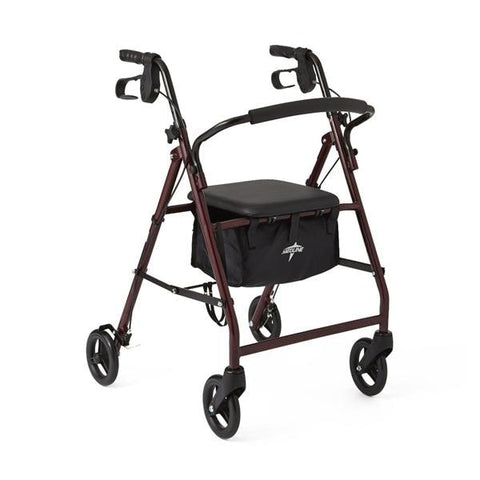 Medline Industries Inc Rollator Basic 250lb Capacity Burgundy 4-6" Wheels 17.5x31-35" Loop Style Each - MDS86850E