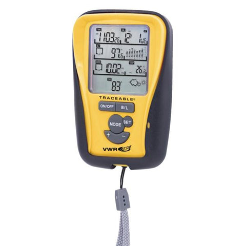VWR Scientific Barometer Laboratory 99 Hrs/59 Mins/59 Seconds LCD Dgt Dspl Hndhld Mn-Mx Mmry Each - 61161-398