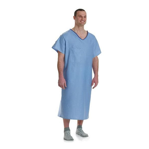 Medline Industries Inc Gown IV 100% Polyester One Size Unisex Solid Blue Adult 72/Ca - MDTPG5ITSBLU