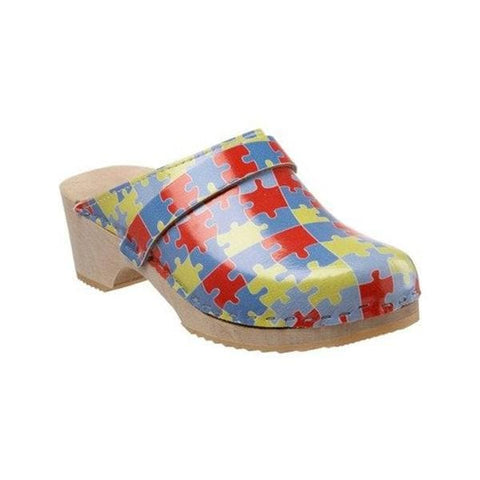Moheda Toffeln International Clog Open Back Leather / Wood Base Womens Adult Autism Size 10 1/Pr - 2001747
