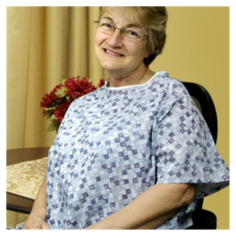 Calderon Textiles Inc Gown Bariatric 55% Cotton / 45% Polyester Unisex Blu Bskt Wv Overlap Adlt 12/Pk - 702-PGBARI