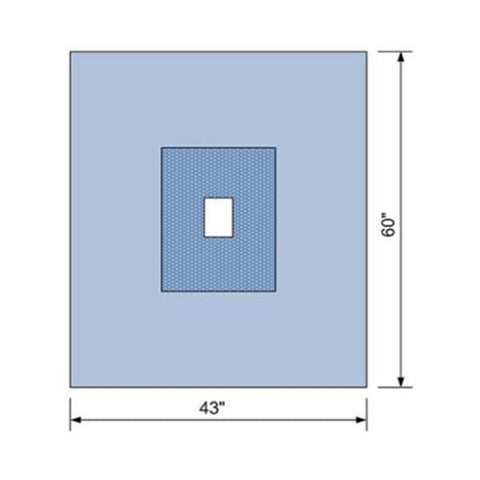 C Drape Surgical 4x6" Fenestrated 43x60" Blue 48/Ca - Core Medical, Inc - 19154SMS