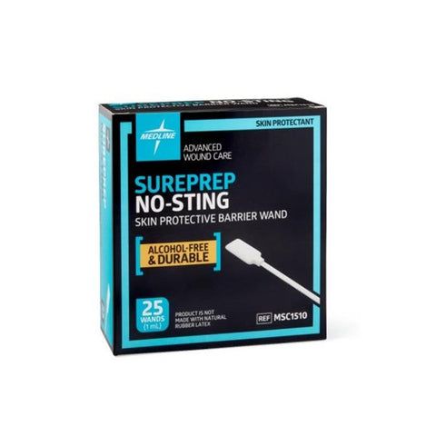 Medline Industries Inc Wand Skin Protective Barrier Film Sureprep No-Sting Skin 1mL White LF 25/Bx, 5 BX/CA - MSC1510