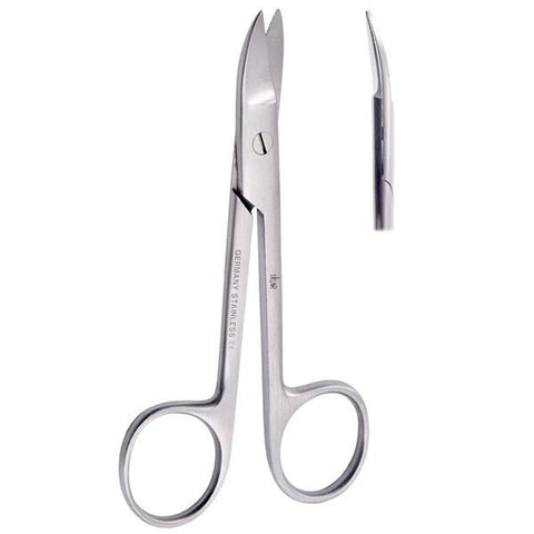 Sklar Instruments Scissors Crown & Collar 4" Sharp/Sharp Serrated Curved Stainless Steel Each - 24-2341