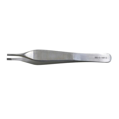 Hermann Medizentechnik Forcep Tissue Adson 4-3/4" Straight 7x7 Side Grasping Teeth Stainless Steel Each - BR10-18812