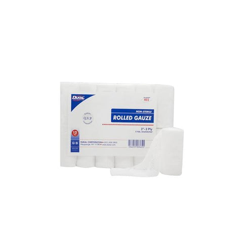 Dukal Corporation Bandage 3"x5yd Gauze Cotton Roll White LF Non-Sterile 12/Pk, 8 PK/CA - 403