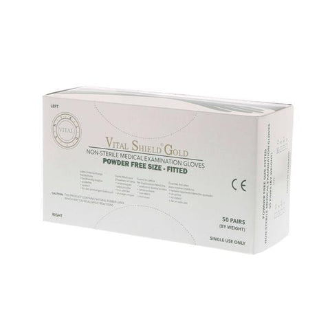 Lenty Sales, Inc Gloves Exam Vital Shield Gold Powder-Free Latex Medium 7.5 Natural 50pr/Bx, 20 BX/CA - 1300-SPF7.5