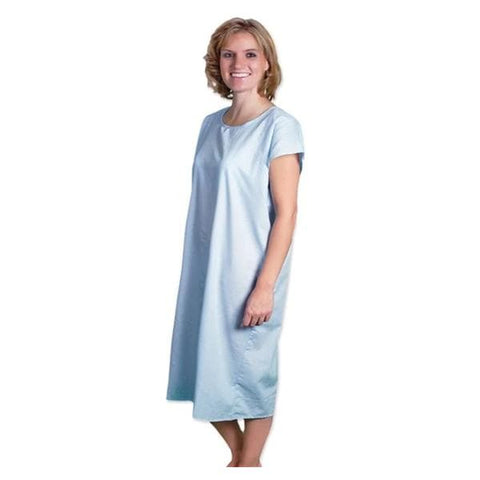 Core Products Gown Patient Embossed Cotton / Poly Medium Unisex Blue Full Open Back Adult Each - PRO-953-MD