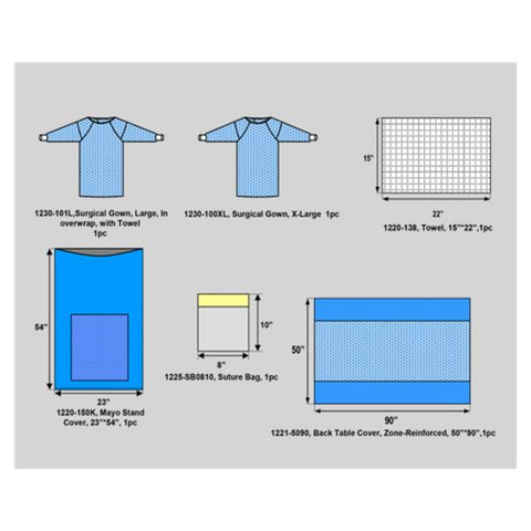 Welmed Inc Pack Set-Up I With Mayo Stand Cover Reinforced 23x54" LF Sterile Each, 14 Each/CA - 1250-1200