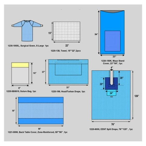 Welmed Inc Pack Head/Neck With Cover Zone-Reinforced 90x50" LF Sterile Each, 8 Each/CA - 1250-1240