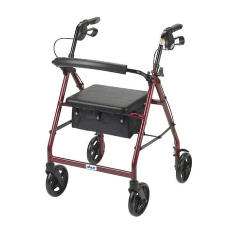 Drive Medical Designs Rollator Walker 300lb Capacity Red 7.5Casetr 28x24x33-38" Dlx LpLk Brk Adlt Each - R728RD