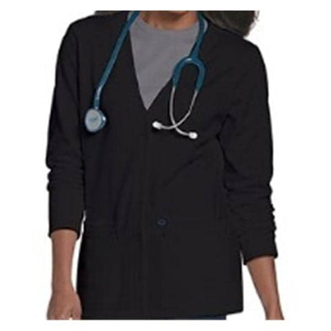 Landau Uniforms Inc. Jacket Scrub 60% Cotton / 40% Polyester Womens Black X-Small 2 Pockets Each - 3505-BLACK-XS