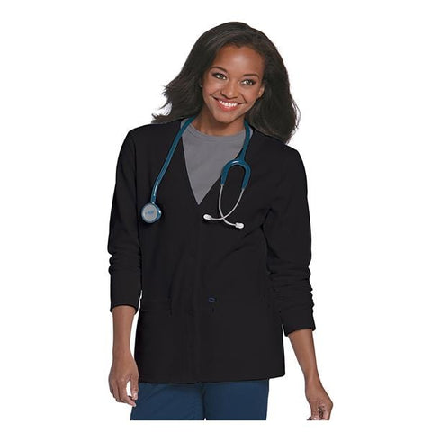 Landau Uniforms Inc. Jacket Scrub 60% Cotton / 40% Polyester Womens Black Small 2 Pockets Each - 3505-BLACK-S