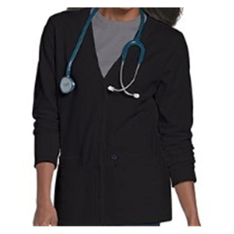 Landau Uniforms Inc. Jacket Scrub 60% Cotton / 40% Polyester Womens Black 3X Large 2 Pockets Each - 3505-BLACK-3XL