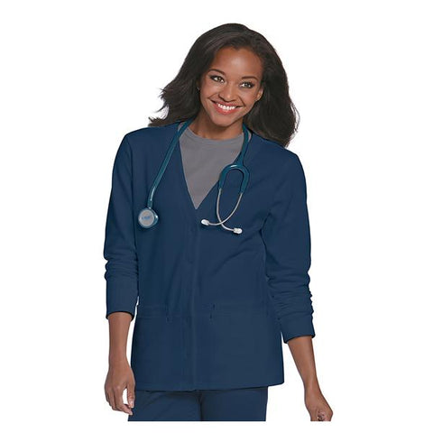 Landau Uniforms Inc. Jacket Scrub 60% Cotton / 40% Polyester Womens Navy X-Small 2 Pockets Each - 3505-NAVY-XS