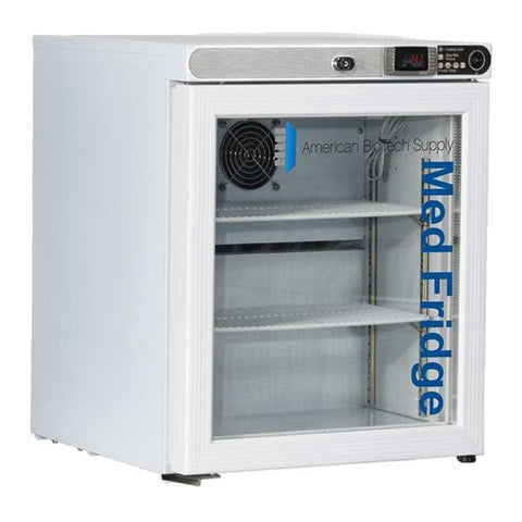 American BioTech Supply(ABS) Refrigerator Laboratory Premier MedFridge 1 Cu Ft 1 Glass Swing Door 2 to 8C Each - PH-ABT-HC-UCFS-0104G-LH