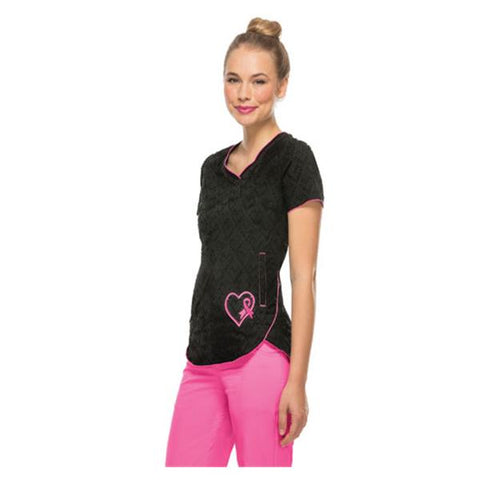 HeartSoul Scrub Top 100% Cotton Black X-Small 26 in 1 Pocket Each - 20976BCKHXS
