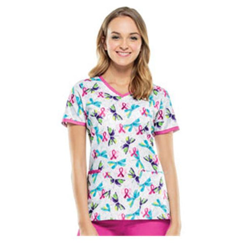 Cherokee Workwear Scrub Top Flying Hearts Small Each - 2687CFLYH-S