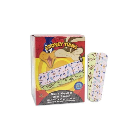 Dukal Corporation Bandage Plastic Stat Strip 3/4x3" Looney Tunes Wile E Coyote/Road Runner 100/Bx, 12 BX/CA - 1076737