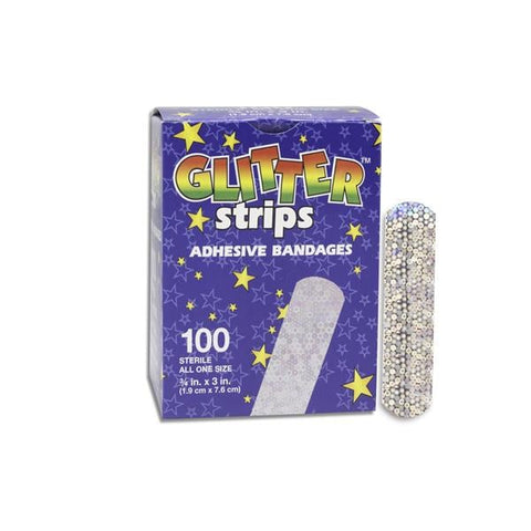 Dukal Corporation Bandage Adhesive Coating 1 Size Glitter Stars and Stripes 100/Bx, 12 BX/CA - GLIAST100