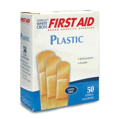 Dukal Corporation Bandage Adh Strp Plstc American White Cross First Aid Asst Sz Flxbl Flsh 50/BX, 24 BX/CA - 1047033
