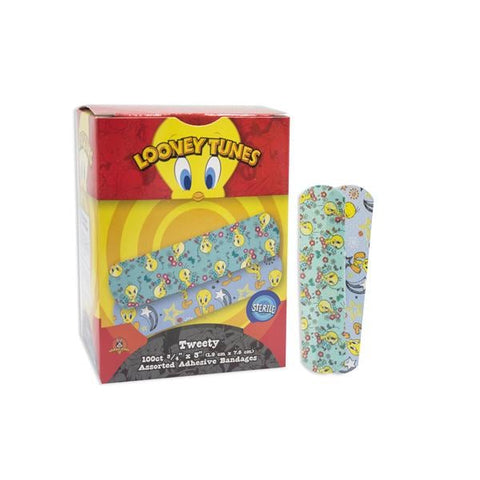Dukal Corporation Bandage Adhesive Plastic Stat Strip 3/4x3" Looney Tunes Tweety LF 100/Bx, 12 BX/CA - 1083737