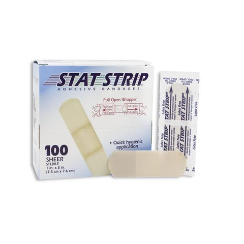 Dukal Corporation Bandage Adhesive Strip Plastic Film Stat Strip 1x3" Sheer LF 100/Bx, 12 BX/CA - 15205