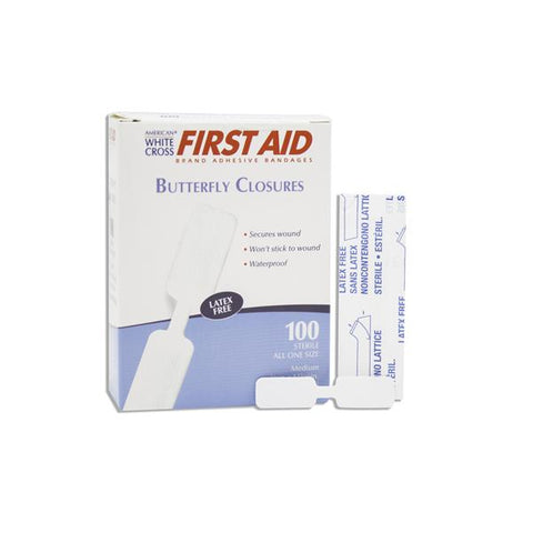 Dukal Corporation Strp Wnd Clsr Plstc American White Cross First Aid Skn 3/8x1-13/16 Wht LF 100/Bx, 12 BX/CA - 1975033