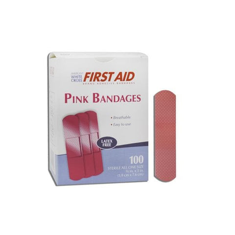 Dukal Corporation Bandage Adhesive Plastic 3/4x3" Pink 100/Bx, 12 BX/CA - 19769
