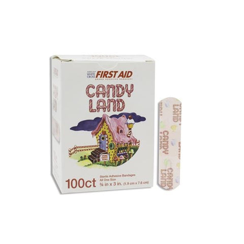 Dukal Corporation Bandage Adhesive Plastic Stat Strip 3/4x3" Candy Land LF 100/Bx, 12 BX/CA - 10850